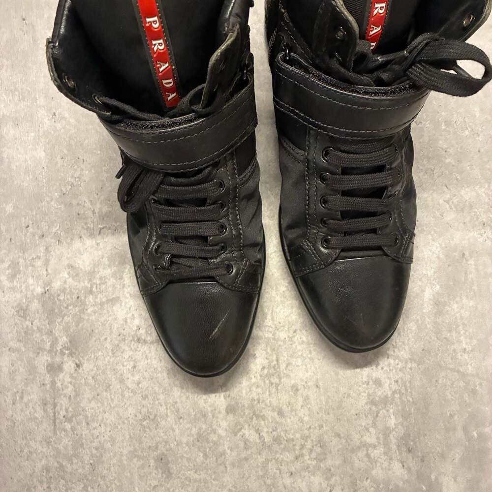 Y2k Prada Linea Rossa high-top sneaker boots in Black EU 38 Sz 7.5, 8 - Picture 6 of 7